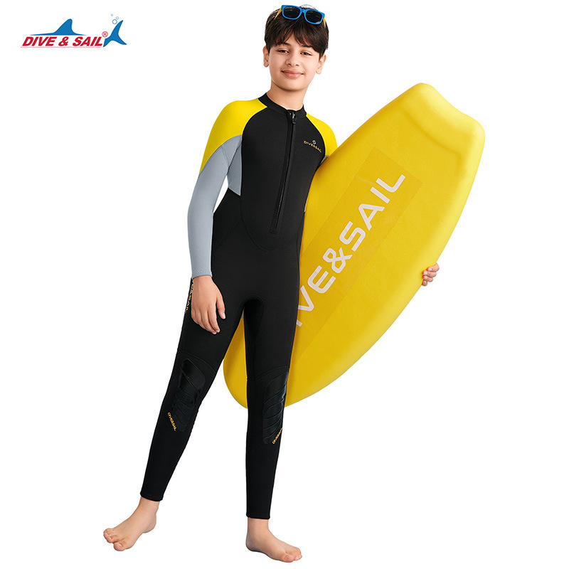 DIVE&SAIL Dječji neopren kombinezon za dječake, 90% neopren + 10% najlon, cijelo godišnje korištenje, za plivanje, ronjenje i surfanje