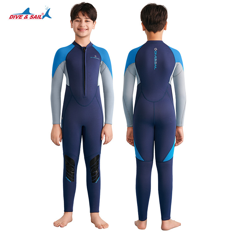 DIVE&SAIL Dječji neopren kombinezon za dječake, 90% neopren + 10% najlon, cijelo godišnje korištenje, za plivanje, ronjenje i surfanje