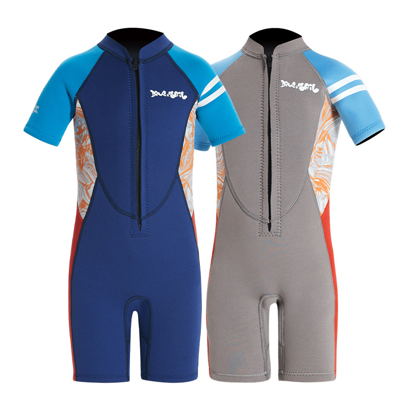 Dječji jednodijelni neopren 2,5 mm s kratkim rukavima, SCR neopren + nylon, toplina, UV zaštita, DIVE&SAIL
