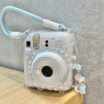 Mini12 Prozirno kristalno kućište za Instax – Čvrsta zaštitna futrola za kameru s lancem