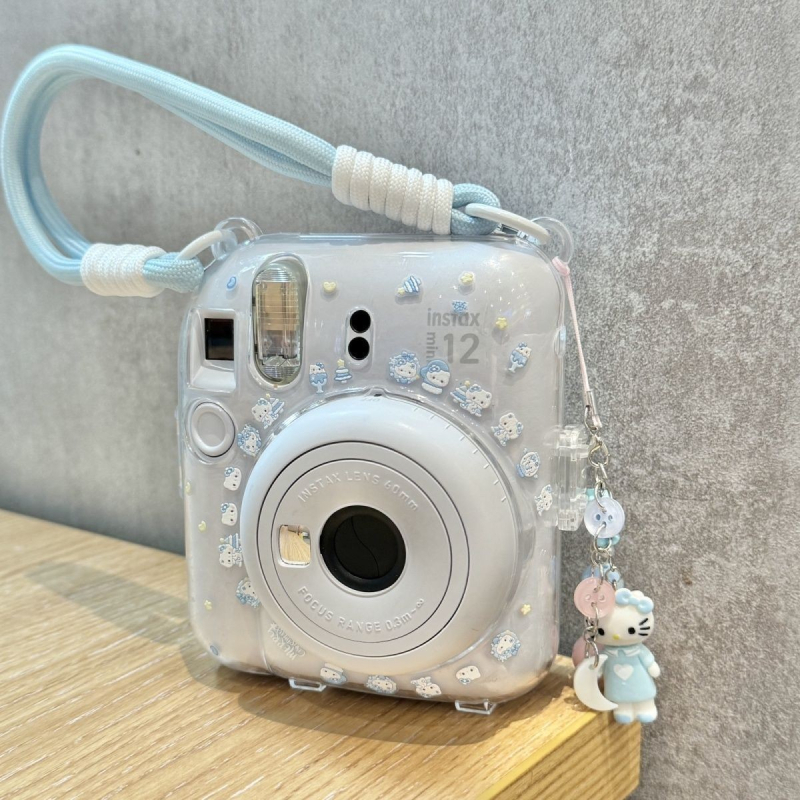 Mini12 Prozirno kristalno kućište za Instax – Čvrsta zaštitna futrola za kameru s lancem