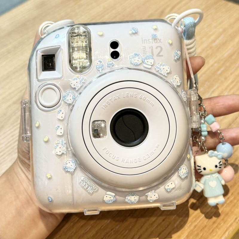 Mini12 Prozirno kristalno kućište za Instax – Čvrsta zaštitna futrola za kameru s lancem
