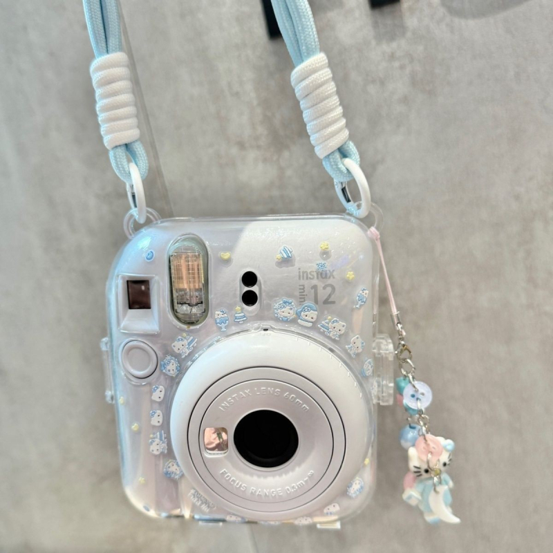 Mini12 Prozirno kristalno kućište za Instax – Čvrsta zaštitna futrola za kameru s lancem
