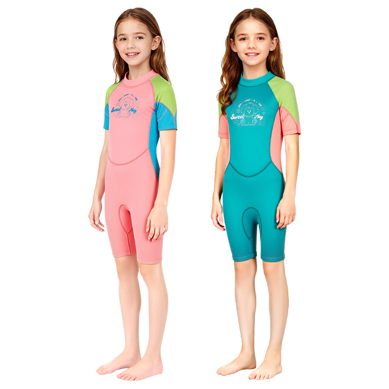 Dječji wetsuit 2.5 mm, jednoplošni s kratkim rukavom, održava toplinu, za ronjenje i šnorkanje