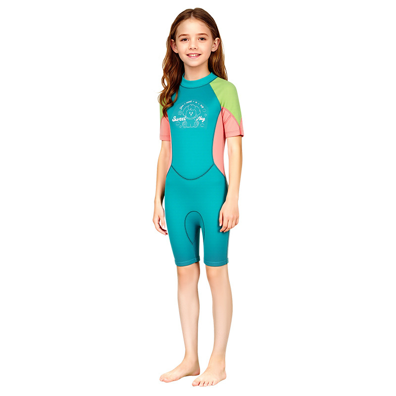 Dječji wetsuit 2.5 mm, jednoplošni s kratkim rukavom, održava toplinu, za ronjenje i šnorkanje