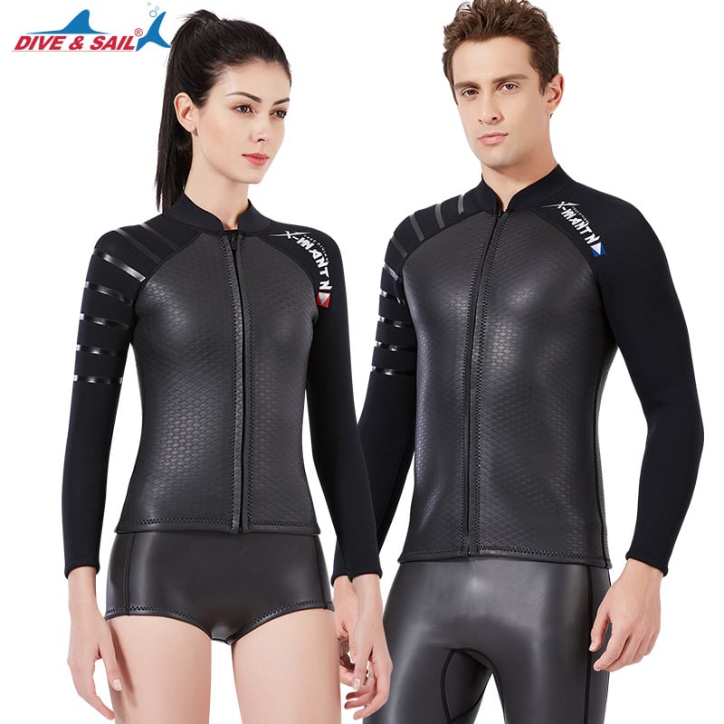 Jakna za ronjenje 3 mm SCR neoprena s sjajnom kožom i najlonom, unisex, topla za ronjenje i snorkeling
