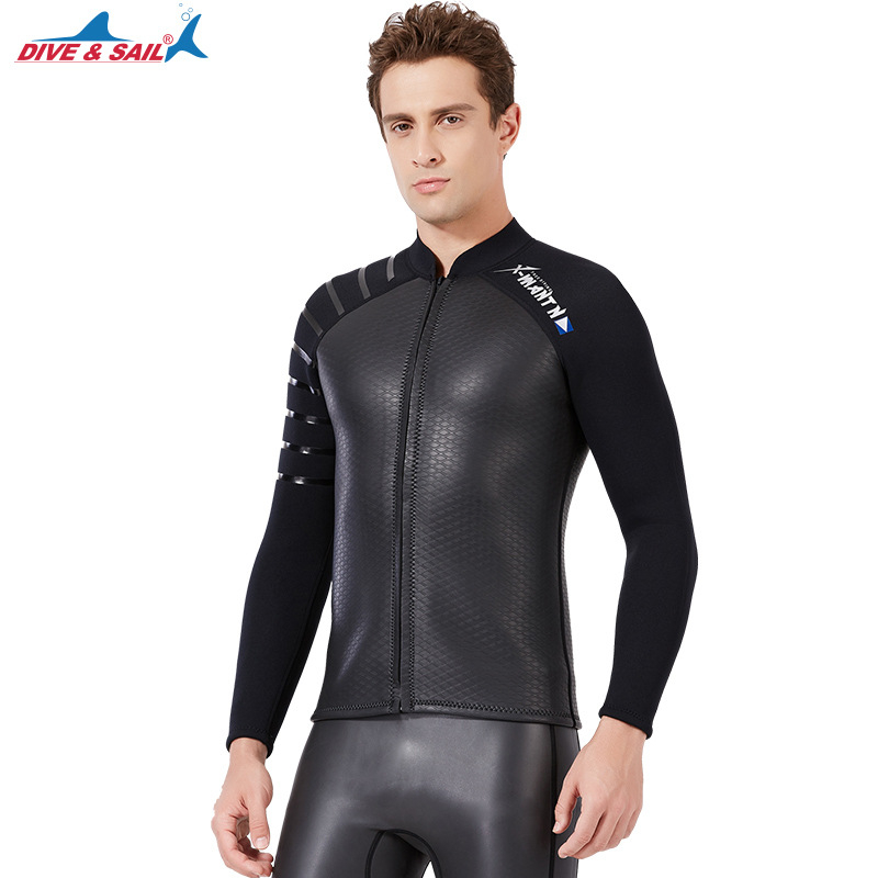 Jakna za ronjenje 3 mm SCR neoprena s sjajnom kožom i najlonom, unisex, topla za ronjenje i snorkeling