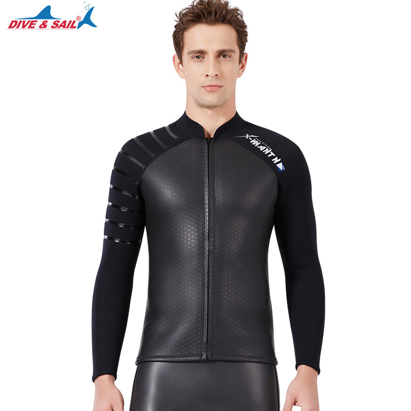 Jakna za ronjenje 3 mm SCR neoprena s sjajnom kožom i najlonom, unisex, topla za ronjenje i snorkeling