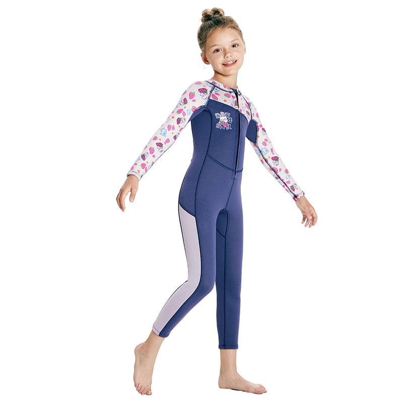 DIVE&SAIL Djeca 2,5 mm topli jednodijelni wetsuit s dugim rukavima za ronjenje i surfingom – SCR neopren + nylon