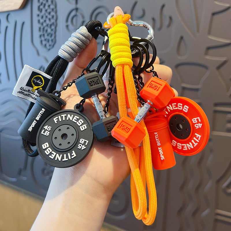 DIY sportskog stila privjesak za ključeve s šipkom za vježbanje – za ključeve automobila i torbu, za par