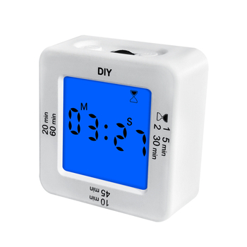 Таймер с гравитационна индукция и 2‑в‑1 алармен будилник за деца – самодисциплина и управление на времето, LCD дисплей, квадратен корпус, светещ режим, световно време