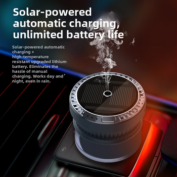 GEMACAR Διαχυτής Αρώματος Αυτοκινήτου με Ηλιακή Τροφοδοσία, Αυτόματο Ψέκασμα, Υγραντήρας, Συμβατός με Αιθέριο Έλαιο και Προσαρμοσμένα Αρώματα