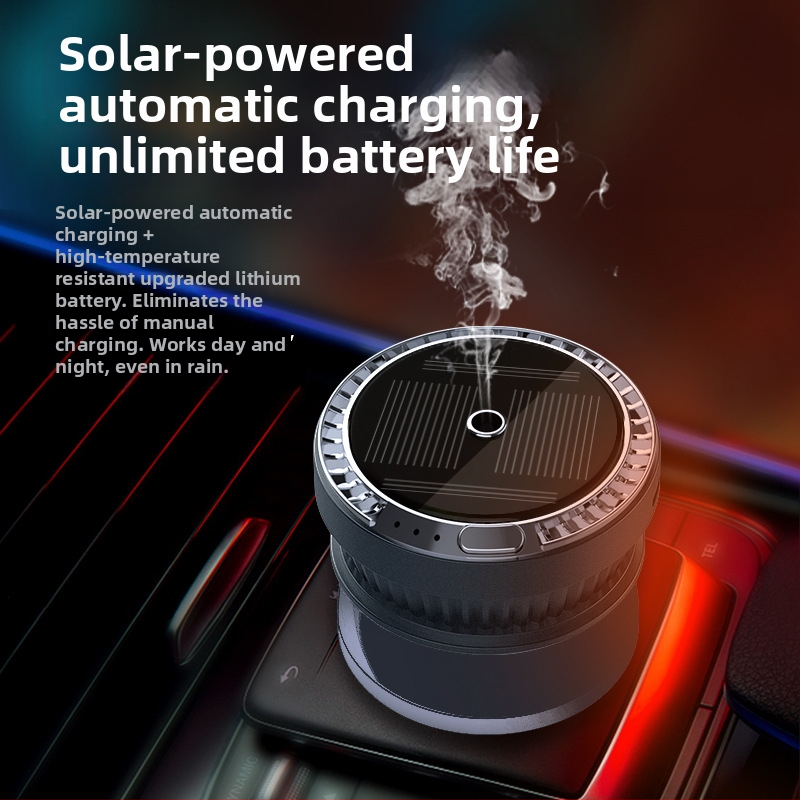 GEMACAR Διαχυτής Αρώματος Αυτοκινήτου με Ηλιακή Τροφοδοσία, Αυτόματο Ψέκασμα, Υγραντήρας, Συμβατός με Αιθέριο Έλαιο και Προσαρμοσμένα Αρώματα