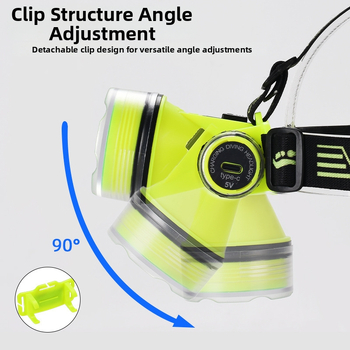 Potápačská čelovka s dlhým dosvitom LED, IPX8 vodotesná, nabíjateľná, podvodné svetlo na rybolov (Materiál: ABS; IPX8; Nabíjateľný; Hlavová montáž)