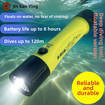 Potápačská LED baterka s dlhým lúčom, telo z hliníkovej zliatiny a tvrdého plastu, IPX8 vodotesnosť, plávajúca verzia Q10