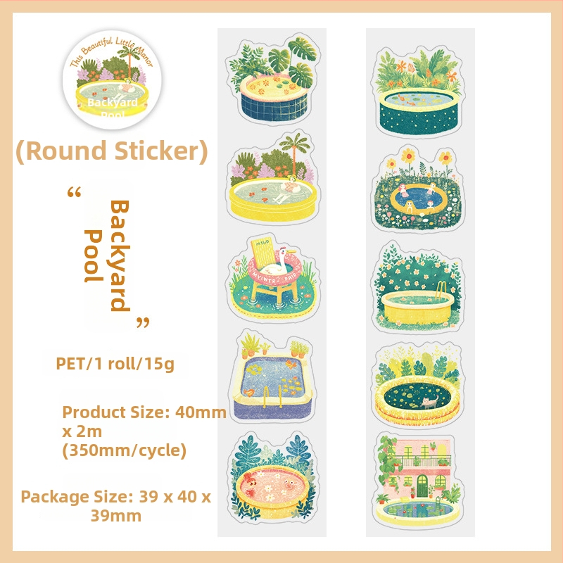 PET vyrezávaná páska na dekorácie — sladký motív dievča s fotoaparátom, koláž pri bazéne, nálepky do denníka (Značka: Good day; Štýl: Moderná jednoduchosť; IP povolenie: Nie)