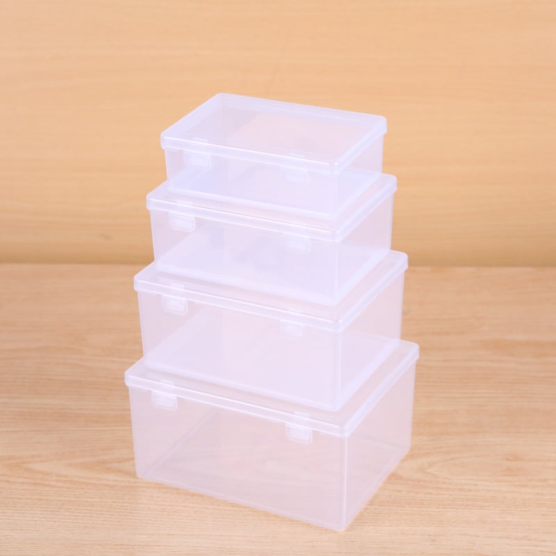 Pravokutna plastična kutija za pohranu sa poklopcem, PP materijal, model D756-D757-D758-D759, stolna kutija za kancelarijske potrepštine, kozmetiku i igračke, kapacitet 0.048 kg