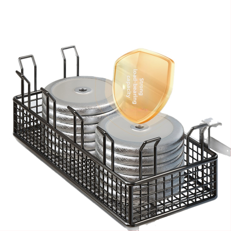 Nástenný viacposchodový regál na topánky s visiacim košíkom a ochranným zábradlím, bez vŕtania