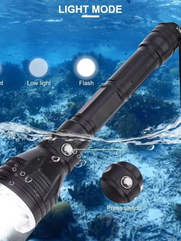 Merülő lámpa alumínium ötvözet házzal, mágneses kapcsolóval és újratölthető LED fénnyel