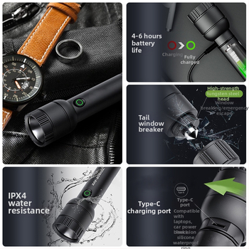 Ručna baterijska svjetiljka 5W LED, 500 lm, domet 500 m, 18650 baterija, IPX4 zaštita