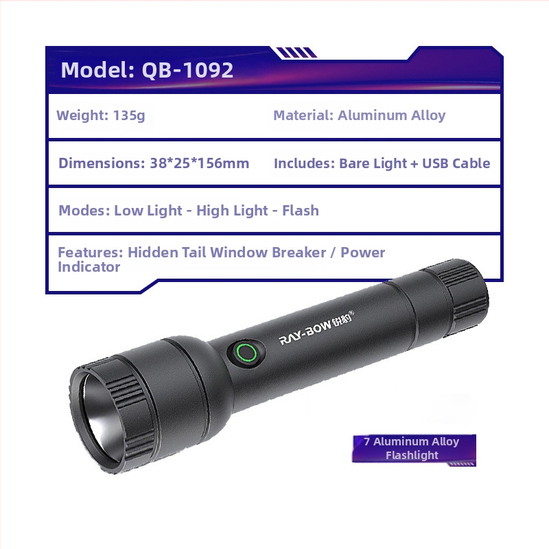 Ručna baterijska svjetiljka 5W LED, 500 lm, domet 500 m, 18650 baterija, IPX4 zaštita