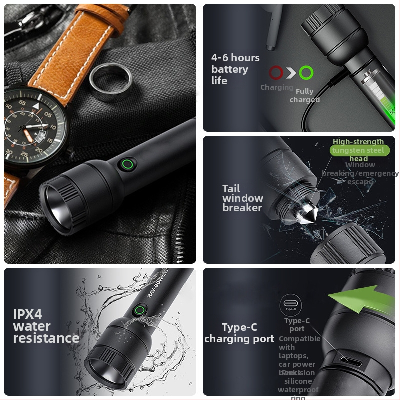 Ručna baterijska svjetiljka 5W LED, 500 lm, domet 500 m, 18650 baterija, IPX4 zaštita