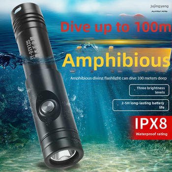 LED potápačská baterka, ultra jasná, vodotesná, dobíjateľná, pre hlboké potápanie a použitie na suchu aj na mori