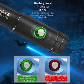 LED potápačská baterka, ultra jasná, vodotesná, dobíjateľná, pre hlboké potápanie a použitie na suchu aj na mori