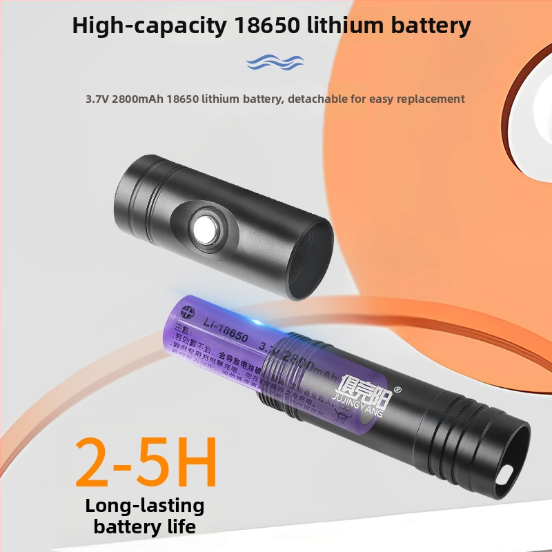 LED potápačská baterka, ultra jasná, vodotesná, dobíjateľná, pre hlboké potápanie a použitie na suchu aj na mori