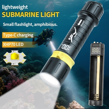 XHP70 ronilačka LED svjetiljka s digitalnim zaslonom, USB punjiva, baterija 5000mAh
