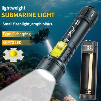 XHP70 ronilačka LED svjetiljka s digitalnim zaslonom, USB punjiva, baterija 5000mAh