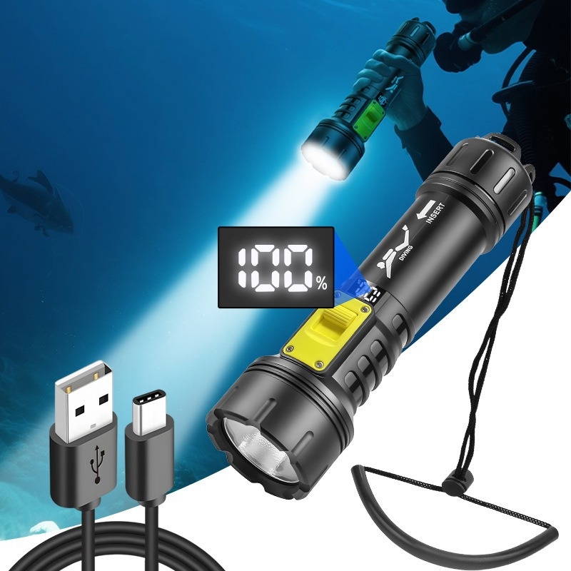 XHP70 ronilačka LED svjetiljka s digitalnim zaslonom, USB punjiva, baterija 5000mAh