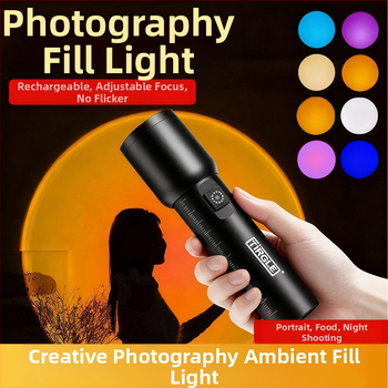 Külső használatra szolgáló változtatható fókuszú kézi zseblámpa | 5W LED, USB-töltéses 1500 mAh akkumulátor, 360° forgás, hatótáv 100–200 m