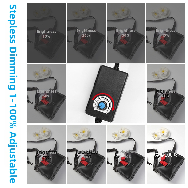 Malé štúdio fotografie s skladacím LED svetelným boxom, kovovým rámom a reflexnou tkaninou, obrazovka 80×80 cm, 5600K, 100–240V.