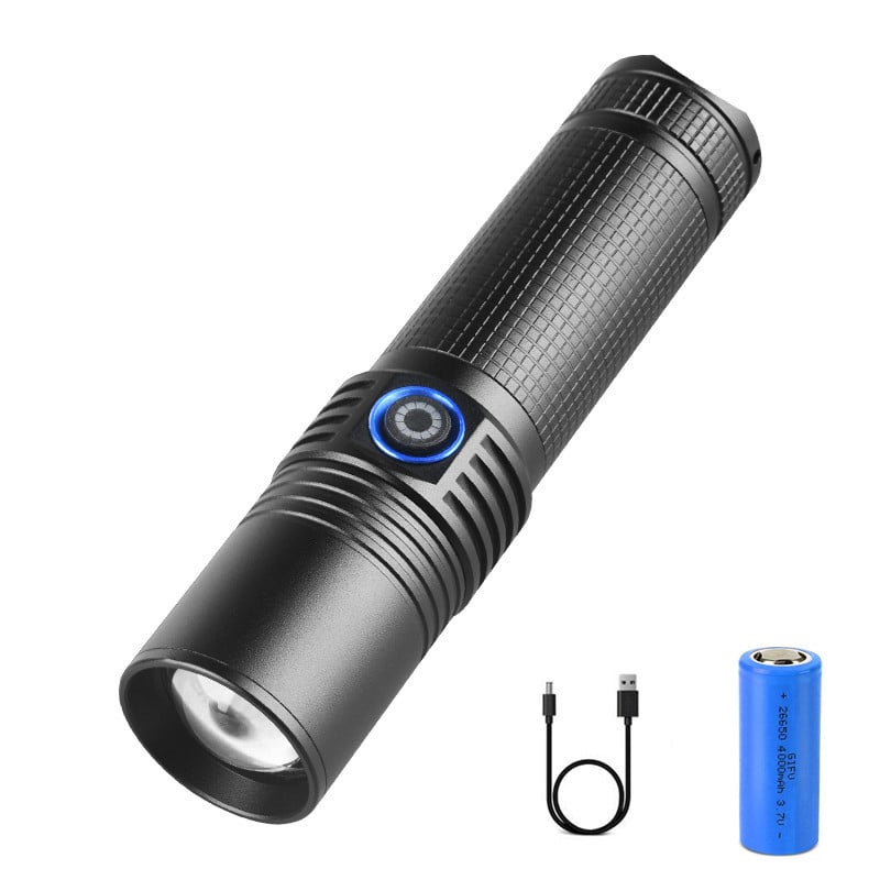 LED svjetiljka 10W, baterija 3000 mAh, domet 200–500 m, kućište od aluminijske legure, 360° rotacija