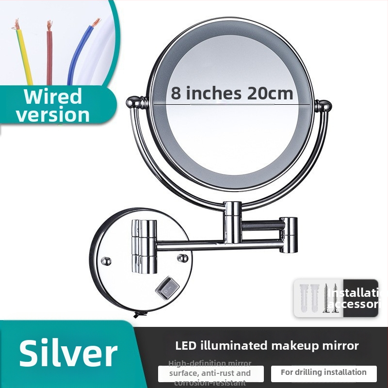 Anju Sklopné zrkadlo do kúpeľne, dvojstranné, nástenné, rozťahovacie, kovový rám