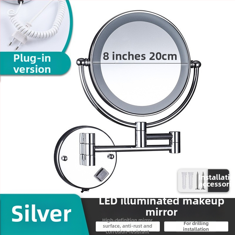 Anju Sklopné zrkadlo do kúpeľne, dvojstranné, nástenné, rozťahovacie, kovový rám