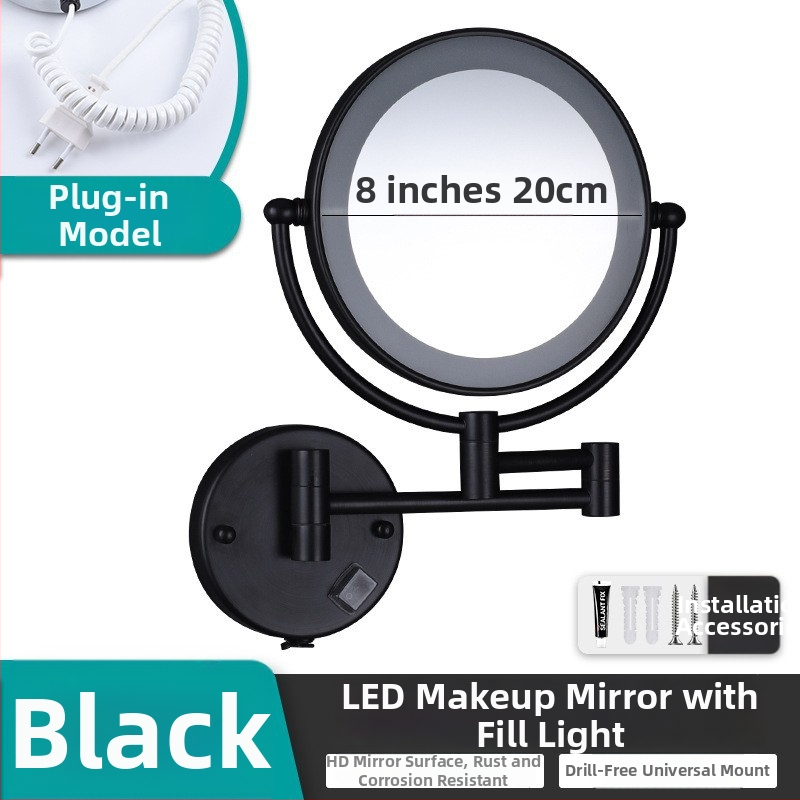 Anju Sklopné zrkadlo do kúpeľne, dvojstranné, nástenné, rozťahovacie, kovový rám