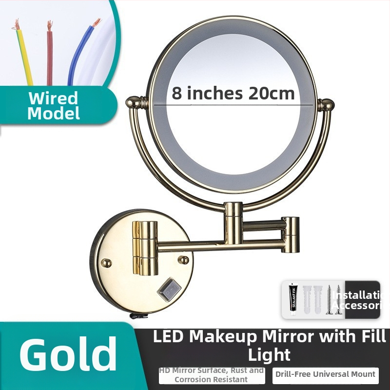 Anju Sklopné zrkadlo do kúpeľne, dvojstranné, nástenné, rozťahovacie, kovový rám