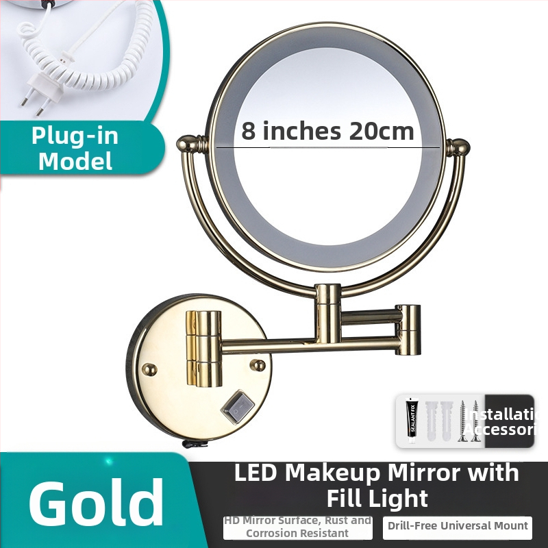 Anju Sklopné zrkadlo do kúpeľne, dvojstranné, nástenné, rozťahovacie, kovový rám