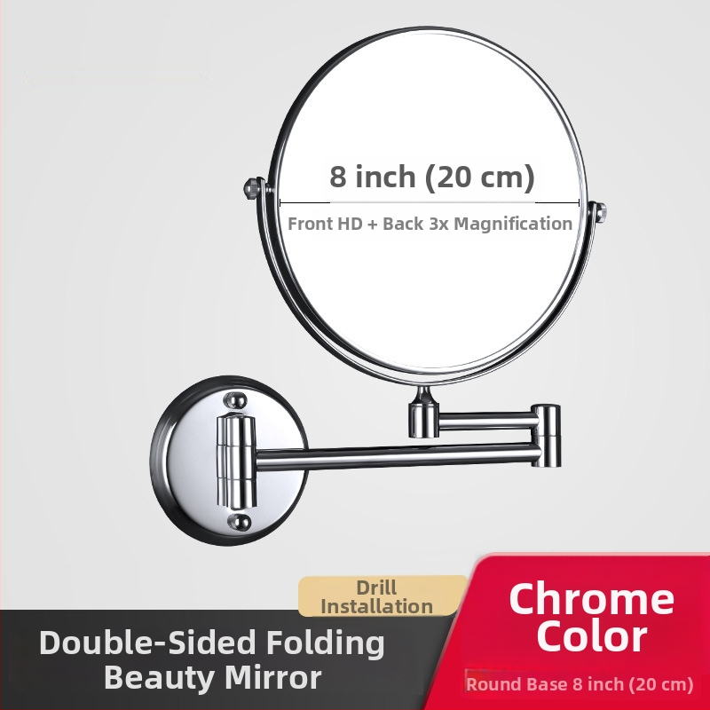 Anju Sklopné zrkadlo do kúpeľne, dvojstranné, nástenné, rozťahovacie, kovový rám