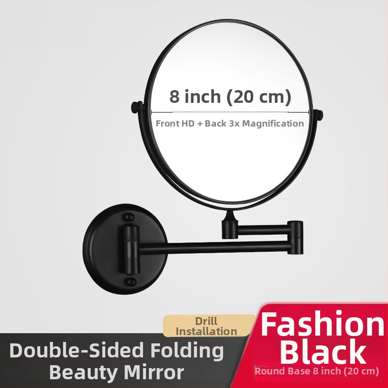 Anju Sklopné zrkadlo do kúpeľne, dvojstranné, nástenné, rozťahovacie, kovový rám