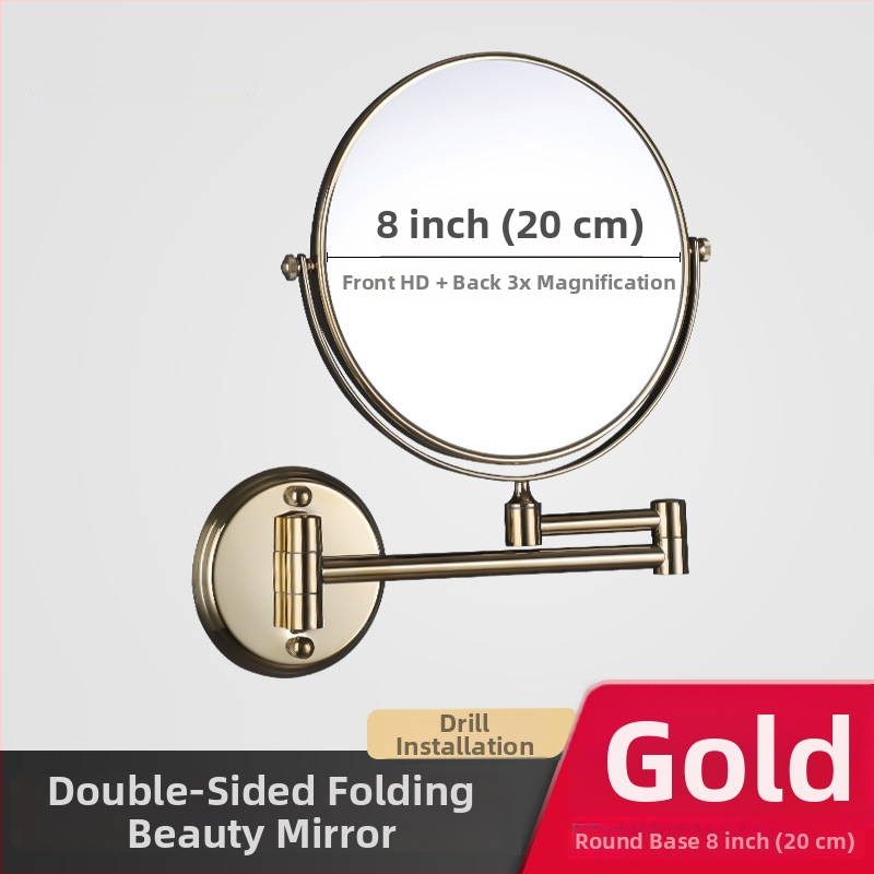 Anju Sklopné zrkadlo do kúpeľne, dvojstranné, nástenné, rozťahovacie, kovový rám