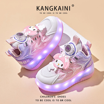 Детски Heelys обувки за момичета: светещи двойни колела, дишащ мрежест връх, бутон за завъртане (летен сезон; дишаща горна част)