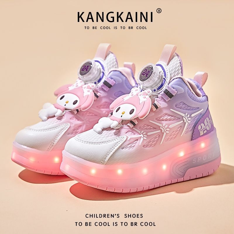 Детски Heelys обувки за момичета: светещи двойни колела, дишащ мрежест връх, бутон за завъртане (летен сезон; дишаща горна част)