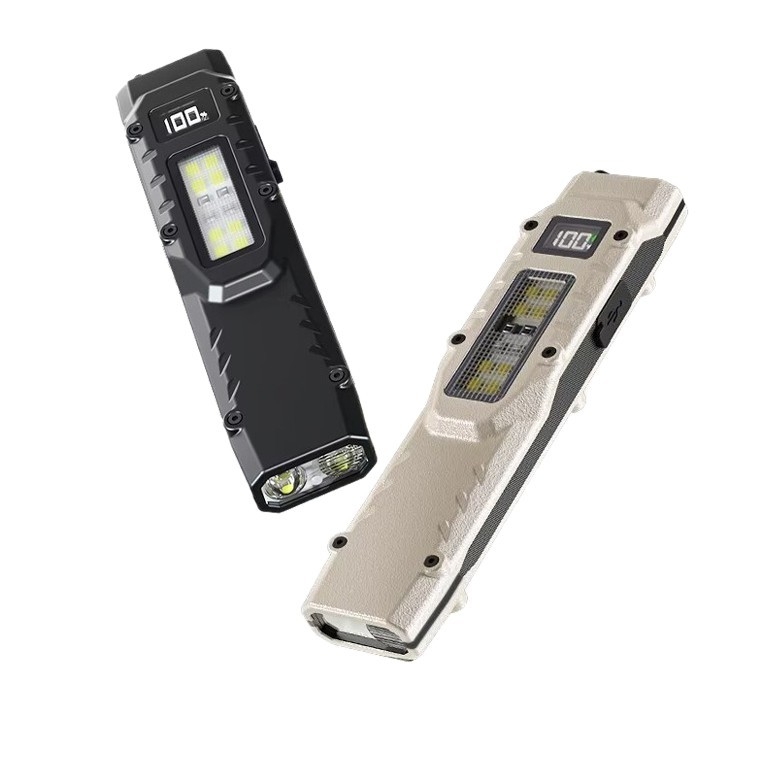 Taktička EDC pametna lanterna — ultra-tanka, ručno pokretana, 1000mAh punjiva, 20W LED s bočnim svjetlom, 100–240 lm, domet 100–200 m