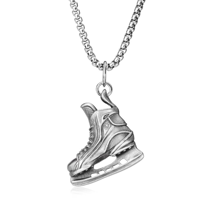 Nyaklánc jégkorcsolya medállal, lánccal titánacélból, punk stílus, elektroplakált felület