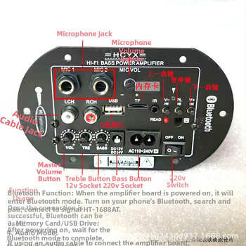 Placă de bază audio pentru mașină, cu USB, amplificator Bluetooth, subwoofer, slot pentru card de memorie 610
