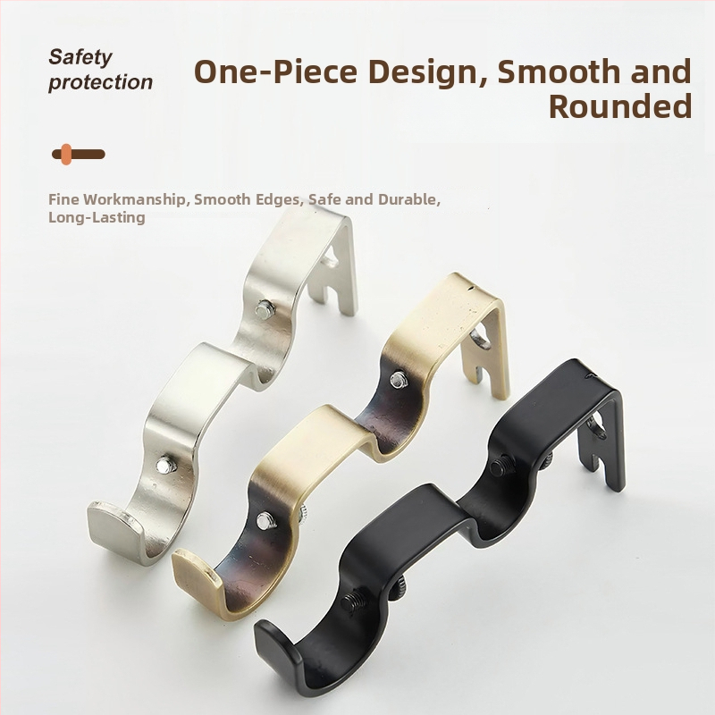 Držiak na závesový rod – dvojito zakrivený, kov, moderný minimalistický štýl, vhodný pre všetky typy závesov