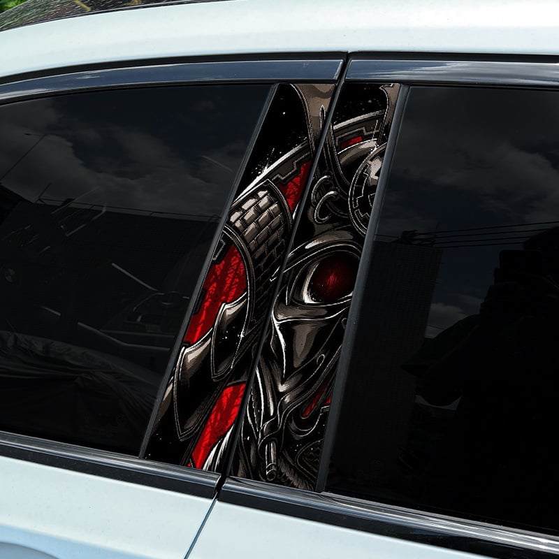 Naljepnica za automobil s motivom samurajskog mača — refleksivna upozoravajuća naljepnica, montaža vakuum čašom, UV-otporna za B-stup, 1 kom